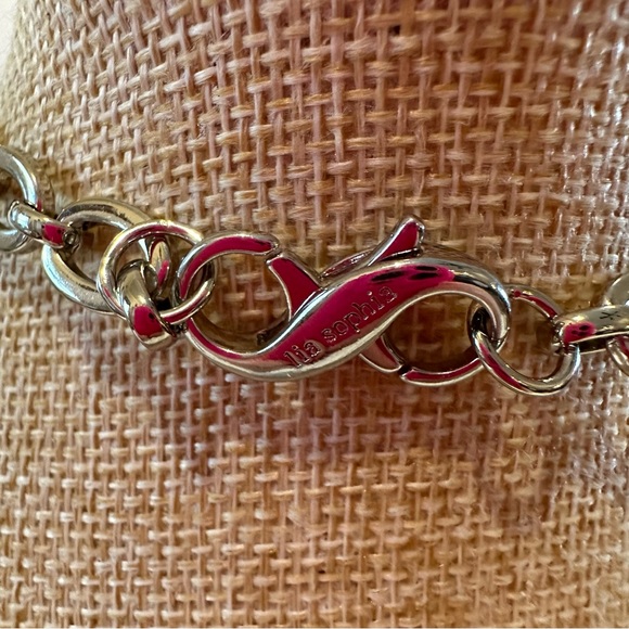 New Lia Sophia InfinitMe Necklace w/ Teal faceted resin stones squares, silver - Picture 8 of 13